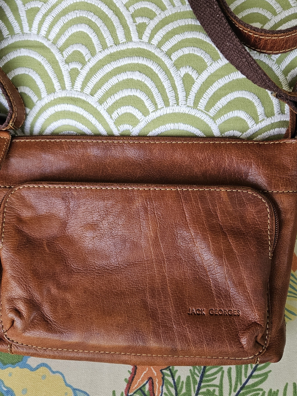 JACK GEORGES Brown buffalo Leather Crossbody Bag